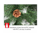 9ft/2.7m Christmas Tree Pinecone Decorated Frost Snowy Bushy Hinged Branch