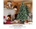 9ft/2.7m Christmas Tree Pinecone Decorated Frost Snowy Bushy Hinged Branch