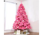 6ft/1.8M Pink Christmas Tree Fluffy Tips Metal Stand Easy Assemble Xmas