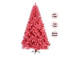 6ft/1.8M Pink Christmas Tree Fluffy Tips Metal Stand Easy Assemble Xmas