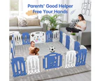 Foldable Kids Playpen 22 Panels Safety Gate Fence Child Play Yard Blue