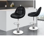 Alfordson 2x Bar Stools Pacey Kitchen Swivel Chair Leather Gas Lift BLACK
