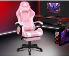 Alfordson Gaming Office Chair Extra Large Pillow Racing Executive Footrest Seat Pink & White