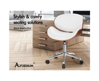 ALFORDSON Wooden Office Chair Computer Chairs Home Seat PU Leather White