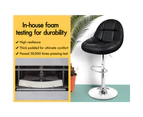 Alfordson 2x Bar Stools Pacey Kitchen Swivel Chair Leather Gas Lift BLACK