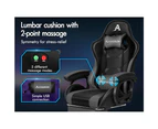 ALFORDSON Gaming Chair 2-Point Massage Lumbar Cushion Xavier Black & Grey