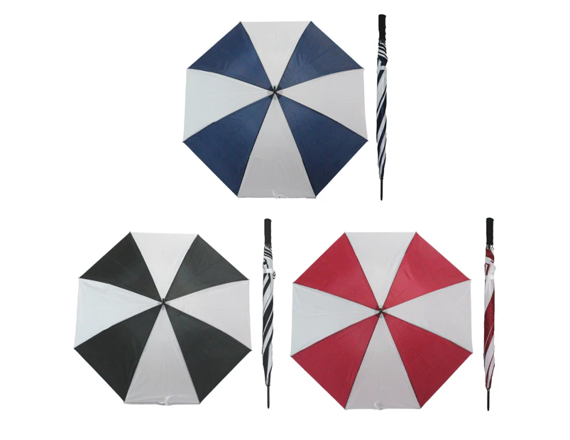 3pce Umbrella Set Black, Blue & Red 81cm Golf Umbrella Large Automatic Open Waterproof - Black, Red, Blue