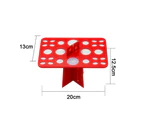 Makeup brush cleaning and drying rack - 26 round hole red