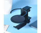 1 Set Decorative Cup Holder Wide Application Aluminum Alloy 2 in 1 Rotatable Headphone Rack for Home Black