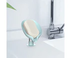 Long/Short Leaf Shape Soap Holder Box Bathroom Kitchen Non-slip Drain Stand Green Short