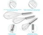 Set Of 3 Large Metal Mini Whisks, Small Stainless Steel Wire Whisks For Cooking
