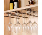 Wine Glass Rack Punch-free Excellent Bearing Capacity Wrought Iron Multi-use Self Adhesive Glass Holder for Bar Black