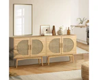 Oikiture Sideboard Cabinet Buffet Rattan Furniture Cupboard Hallway Shelf Wood