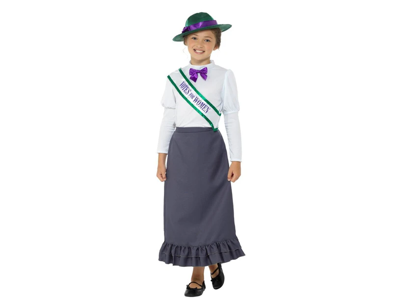 Victorian Suffragette Child Costume Size: 10-12 Yrs