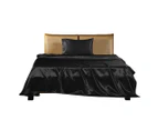 DreamZ Silky Satin Sheets Fitted Bed Sheet Pillowcases Summer King Single Black