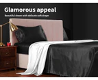 DreamZ Silky Satin Sheets Fitted Bed Sheet Pillowcases Summer King Single Black