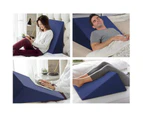 Giselle 2X Memory Foam Wedge Pillow Neck Back Support with Cover Waterproof White Blue