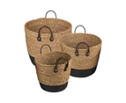 3 Piece Cotton Rope Stripe Carry Handles Storage Baskets Set
