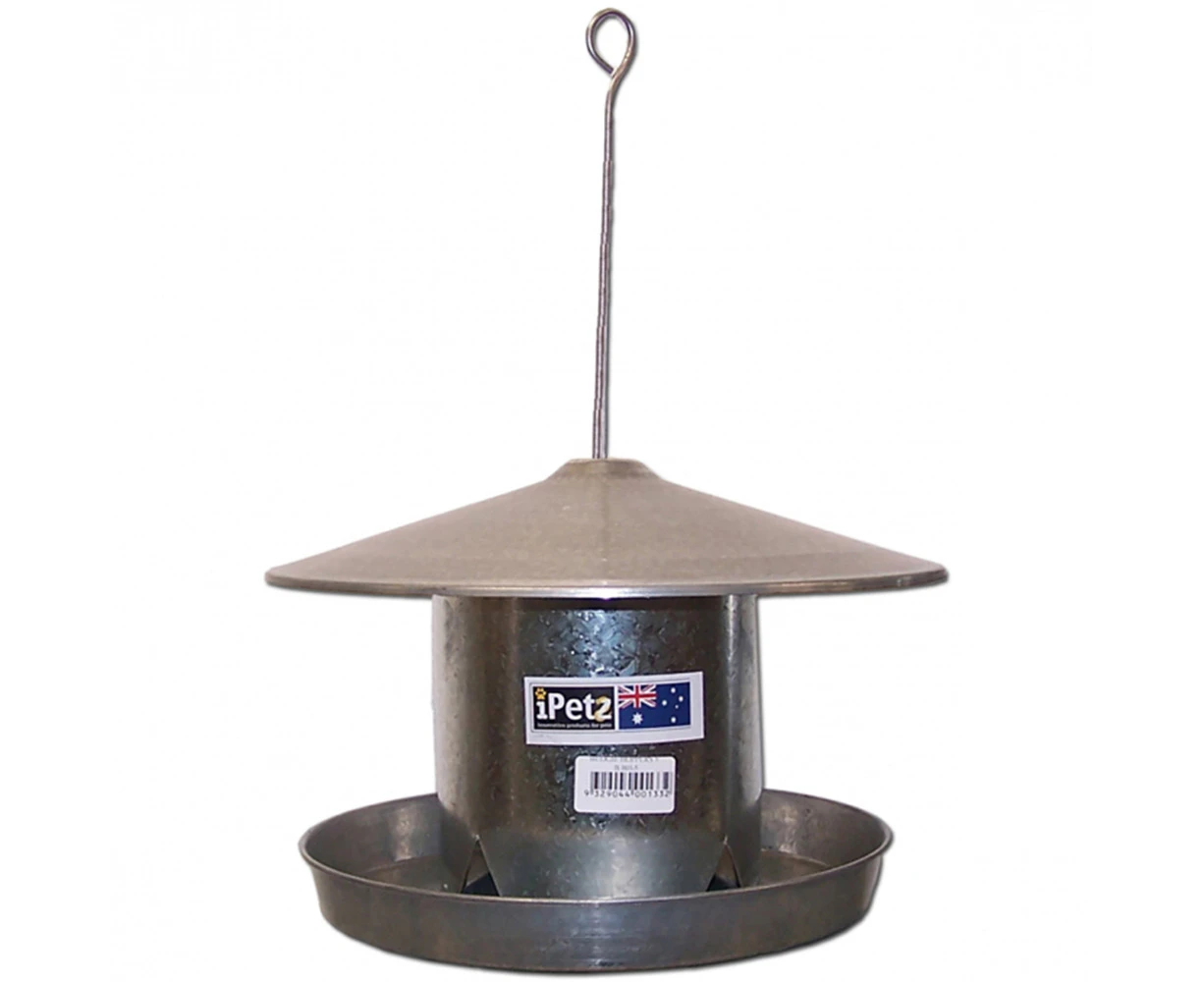 iPetz Galvanised Budgie Hopper Food Feeder 5 Inch