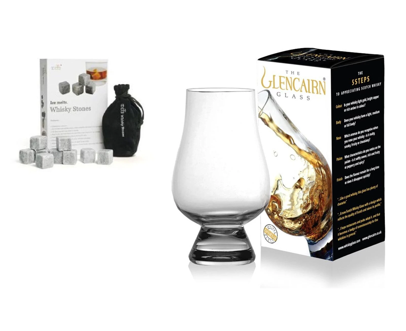 The Glencairn Whisky Glasses (2) + Whisky Stones Set