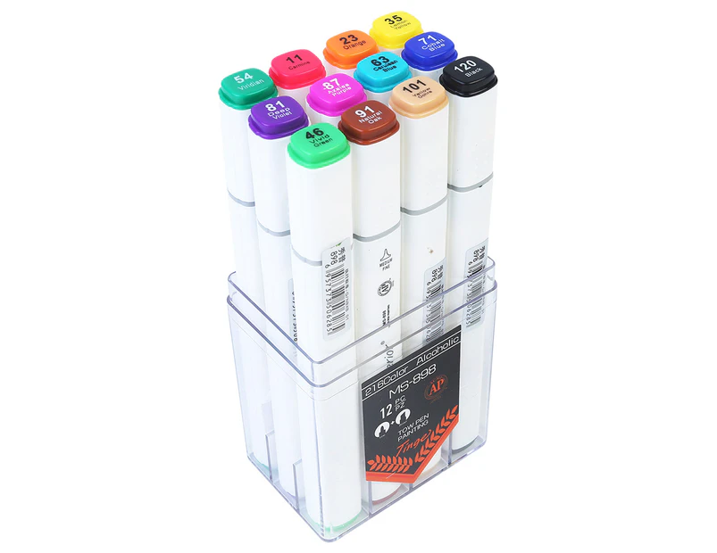 12pce Dual Nib Marker Alcohol Based Assorted Colours Excellent Blending