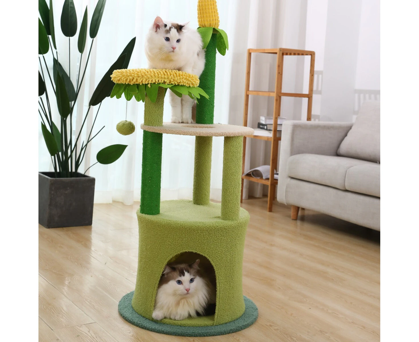 Furbulous Daisy Cat Tree Multilevel Cat Tower with Scratching Pole and Resting Platform