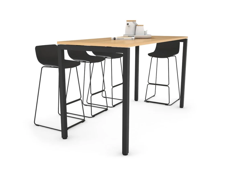 Quadro Square Leg Counter Table [1600L x 700W] - black leg, maple