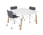 Quadro A Leg Modern Boardroom Table - Wood Leg Cross Beam [1200L x 1200W] - white leg, white