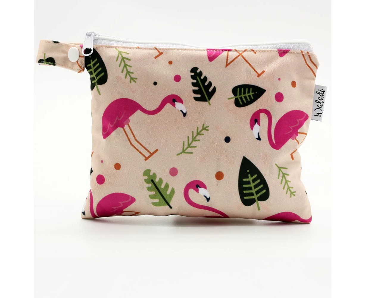 Small Waterproof Wet Bag with Zip 19 x 16cm - Pink Flamingo Design