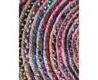 Indoor Chindi Rug Carpet | Jute & Cotton, 1.2m Round | Rainbow
