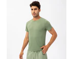 Bonivenshion Men's Short Sleeve Sports T-shirts Bodybuilding Workout Tee Tops Quick Dry Running Athletic Tops - Green