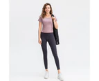 Bonivenshion Women's Short Sleeve Workout Shirts Quick Dry Yoga Tops Activewear Running T-shirts Fitness Sport Tees-Purple