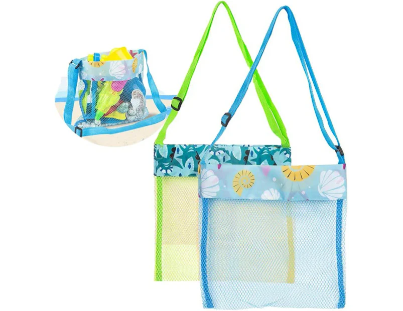 2 Pieces Mesh Beach Tote Bag Portable Travel Mesh Bag Large Mesh Beach Bag Large Beach Toy Bag Away from Sand