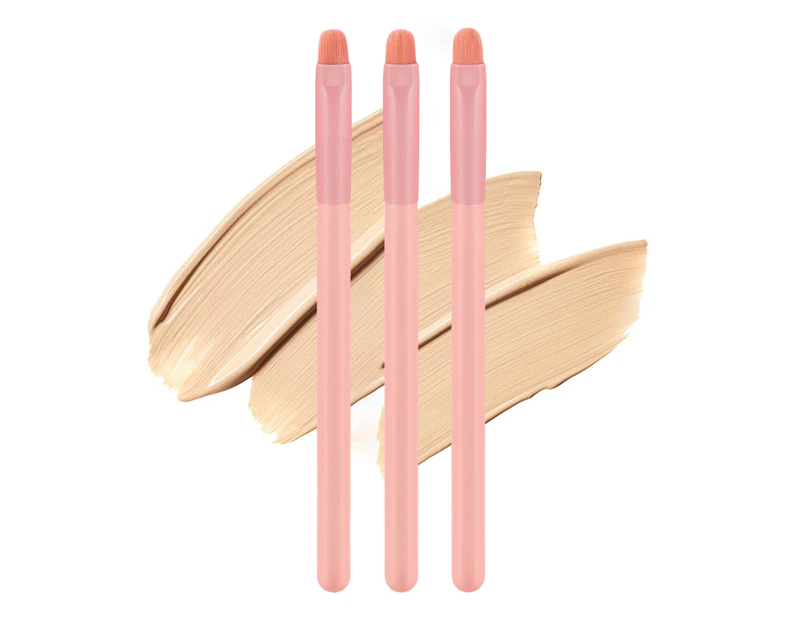 3Pcs Makeup Brush Pink Tube Professional Reused Safe Conceal Acne Scars Wooden Handle Eye Concealing Eye Shadow Brush for Girl