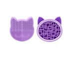 Makeup Brush Storage Rack Cartoon Shape Reusable Storage Supplies Silicone Makeup Brush Cleaner Mat for Dresser-Purple