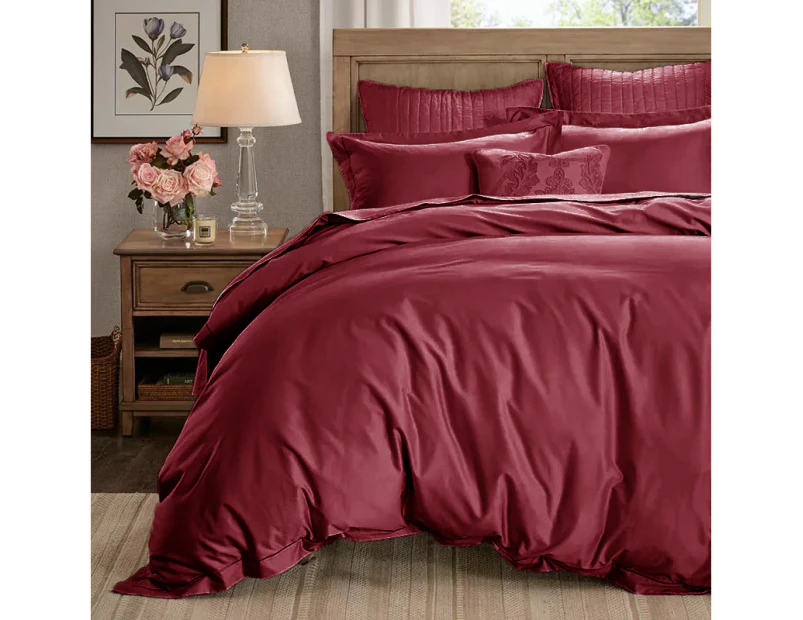 1000TC Pure Cotton Sateen Quilt Cover Set Chillypepper Queen size