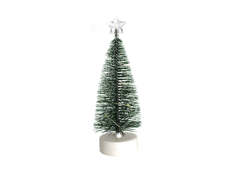 1 Set Handmade Mini Christmas Tree Vivid Plastic LED Realistic Delicate Christmas Tree Model for Home
