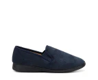 Grosby Richard Slippers Mens Casual Slip On Corduroy Navy Shoes Fabric - Navy