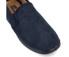 Grosby Richard Slippers Mens Casual Slip On Corduroy Navy Shoes Fabric - Navy