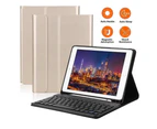 Samsung Galaxy Tab S8 Ultra 14.6 inch Keyboard Case SM-X900 SM-X906 with Pen Holder, PU Leather Stand Cover with Detachable Bluetooth Keyboard Gold