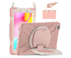 Samsung Galaxy Tab A 8.0 Case 2019 SM-T290 SM-T295 SM-T297, Shockproof Cover with Hand Strap, Kickstand, Carrying Shoulder Strap Rose Gold