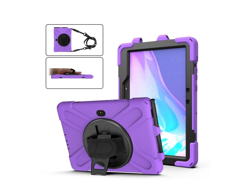 Samsung Tab Active Pro 10.1 inch 2019 Case SM-T547 T540 T545 with Pencil Holder / Stand / Hand Strap and Shoulder Belt Shockproof Cover Purple