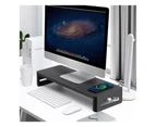 Monitor Stand Riser Metal Computer Stand with USB 3.0 Hub Support Data Transfer and Charging Monitor Shelf Printer Stand Desk Organizer B