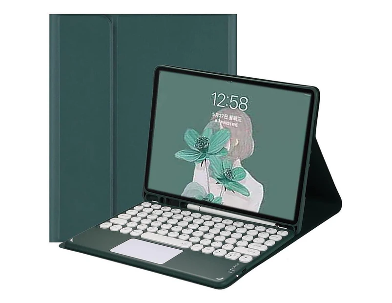 Keyboard Case for iPad 10.2 inch 9th 8th 7th Generation, iPad Air 3, Pro 10.5, Slim Leather Cover with Detachable Touchpad Keyboard Pen Holder Dark Green