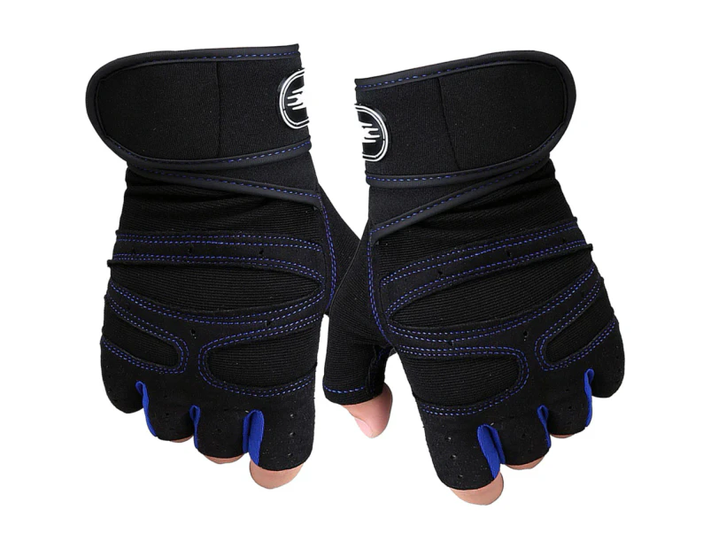 1 Pair Fitness Training Weightlifting Anti-slip Half Finger Protection Gloves Dark Blue