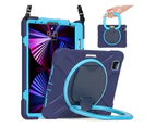 Case for iPad Pro 11 inch 2021 2020 2018/ iPad Air 4 / Air 5 10.9 Inch, Shockproof Cover with Stand & Shoulder Strap & Pencil Holder Blue