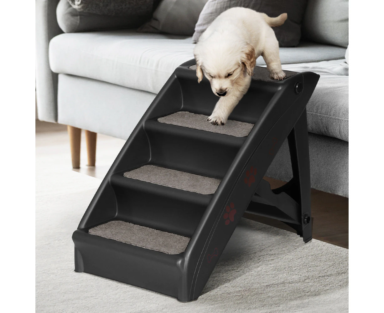 i.Pet Dog Ramp Steps For Bed Sofa Car Pet Stairs Ladder Portable Foldable Black