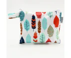 Small Waterproof Wet Bag with Zip 19 x 16cm - Colourful Feather Design
