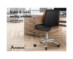 Wooden Black Office Chair Computer Chairs Home Seat Pu Leather