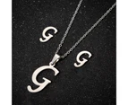 26 Letter Necklaces Anti-allergic Fade-less Personalized Gift Alphabet Pendant Choker Earrings Combo for Girl Silver G Set